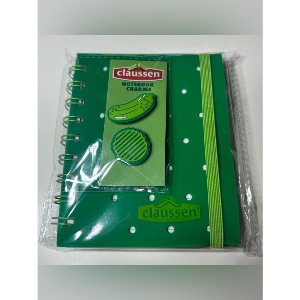 New Claussen Green Polka Dot Notebook with Charms